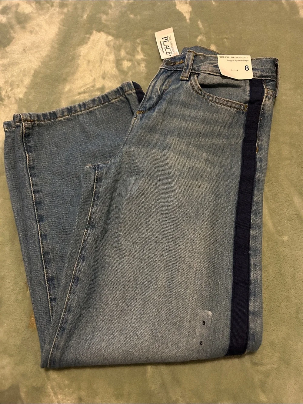The Children's Place baggy Blue Stripe Wide-Leg Jeans